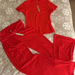 RARE SKIMS SET Vibrant Red Pajama Set CHERRY 🍒